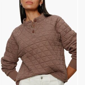 NWOT Sanctuary Quilted Henley Sweatshirt in Brown